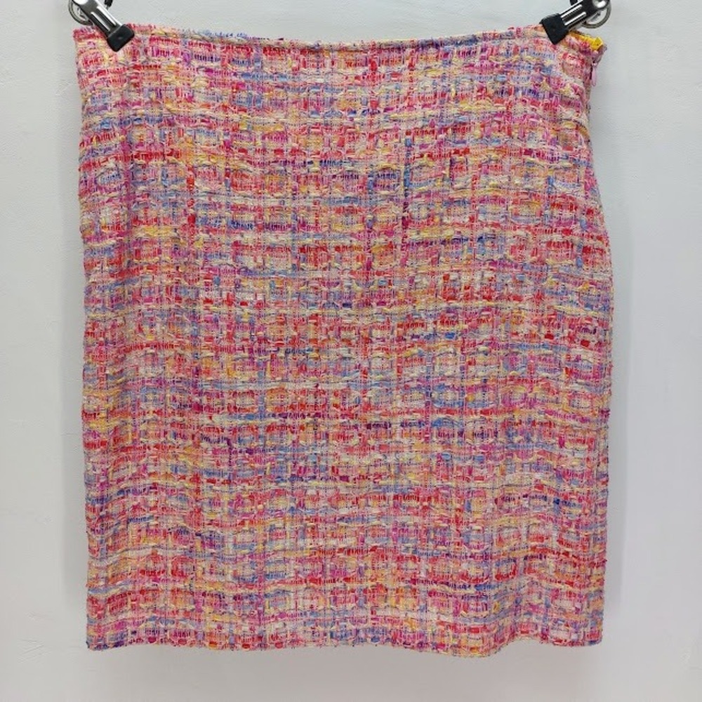 Escada Tweed Skirt Women's 40 Pink Wool Blend Pencil Preppy Luxury Bright